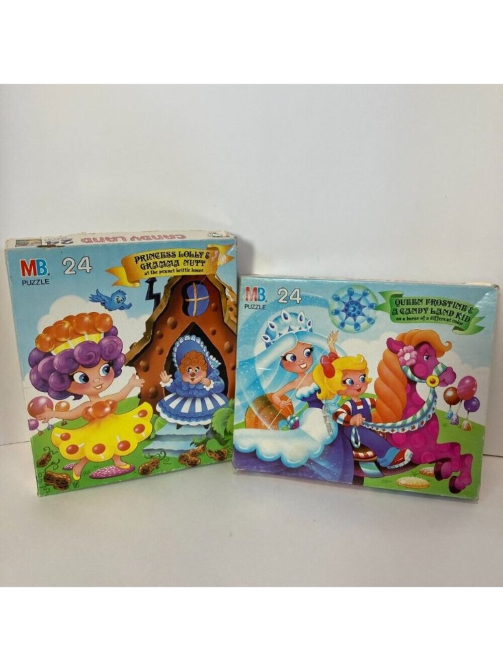5/$35 Candy Land Puzzle Lot of 2 Milton Bradly 24 Piece 1990 Complete 12.5x15